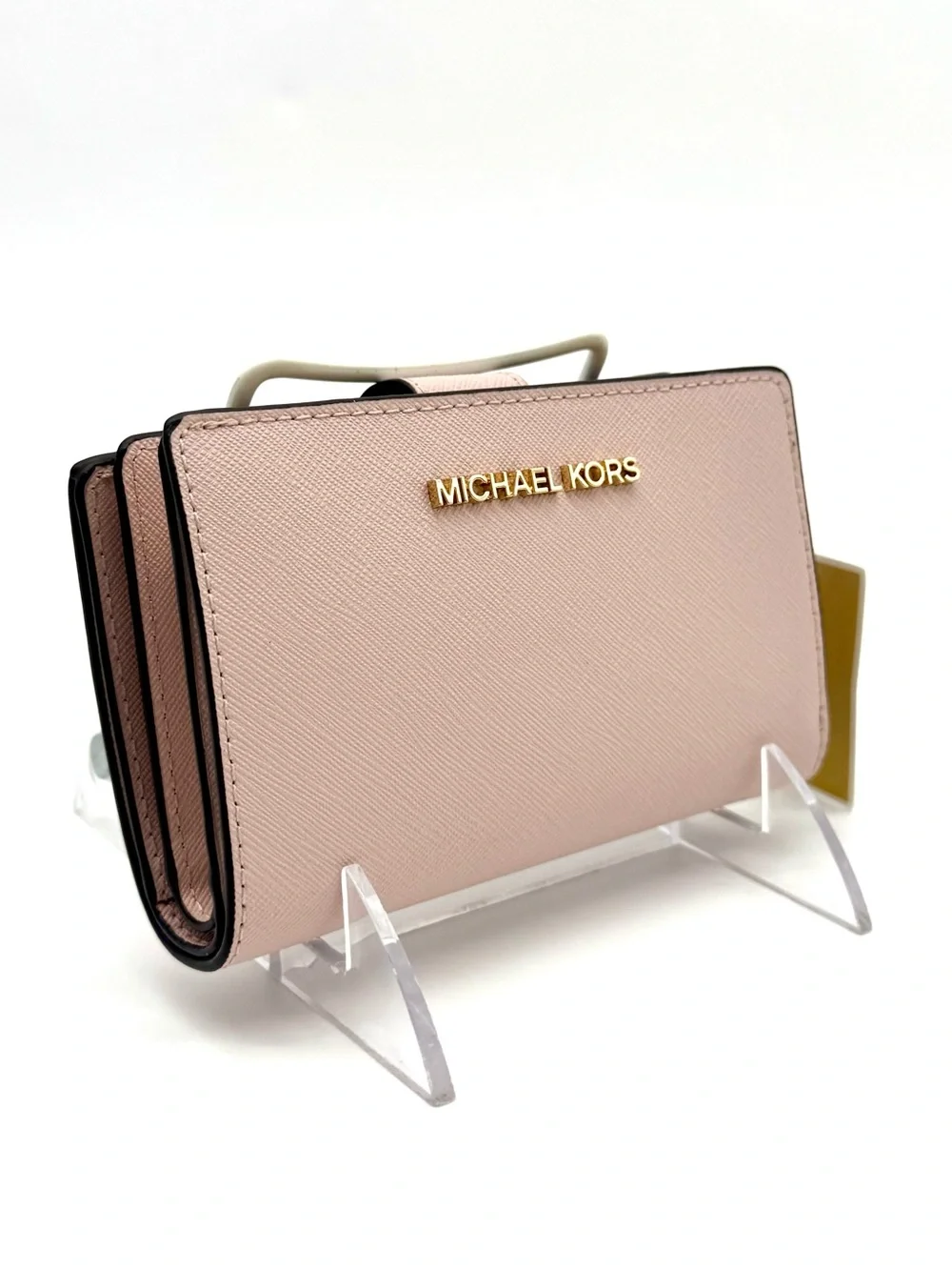 Michael Kors Bifold Zip Chain Wallet Optic White